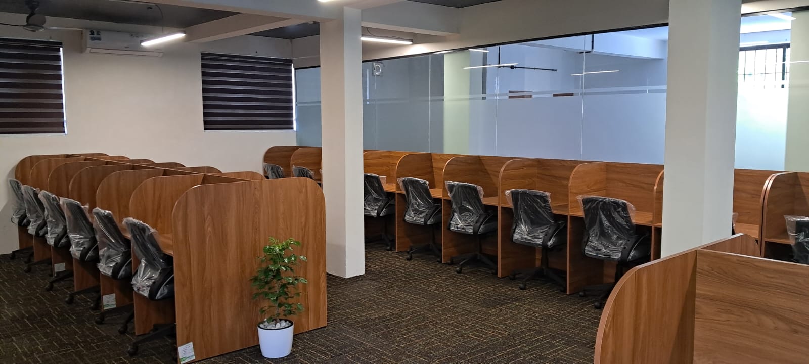 Students utilizing study booths